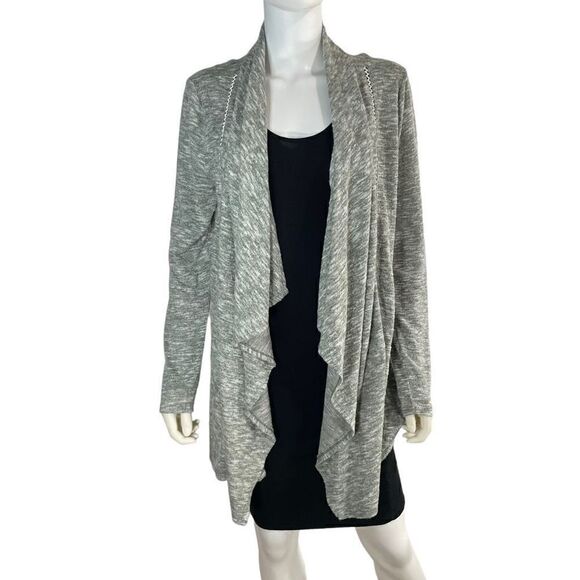 Verve Ami Women’s Medium Gray Open Front Tiered Cardigan Sweater Cape - Picture 7 of 7